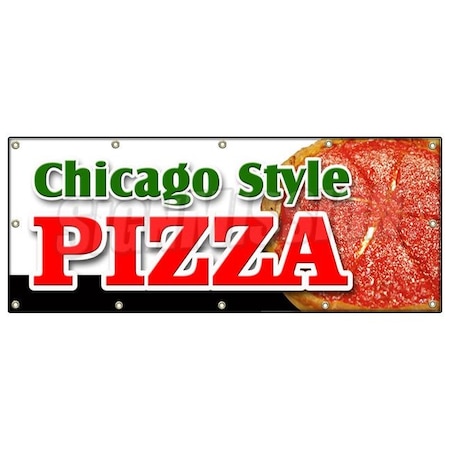 Signmission CHICAGO STYLE PIZZA BANNER SIGN by the slice take out carry deep dish B-120 Chicago Style Pizza